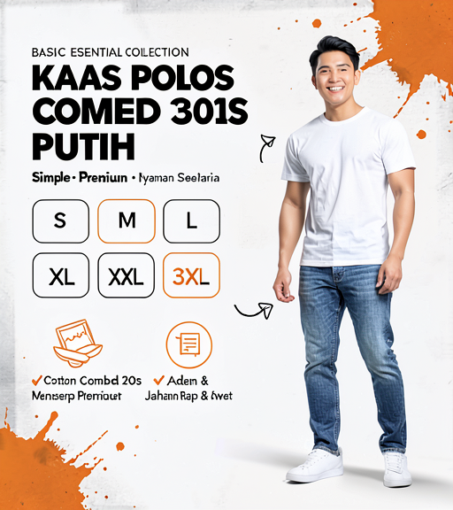 Kaos Polos Combed 30s Putih