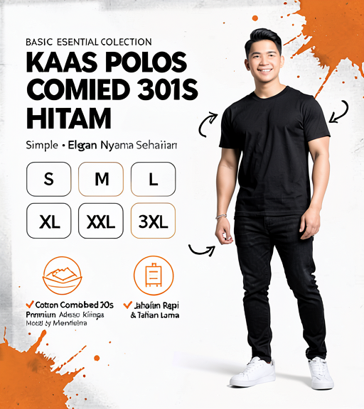 Kaos Polos Combed 30s Hitam